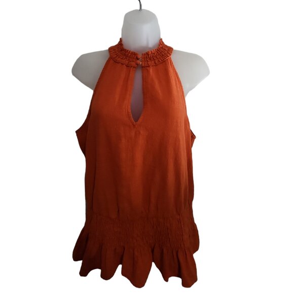 Women’s INC Medium Coral, no sleeves, 100% cotton, Halter Top - Picture 1 of 14
